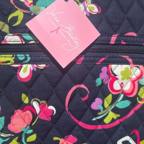 NWT Vera Bradley Navy Floral Quilted Hanging Organizer Cosmetic Makeup Jewelry - Picture 2 of 13